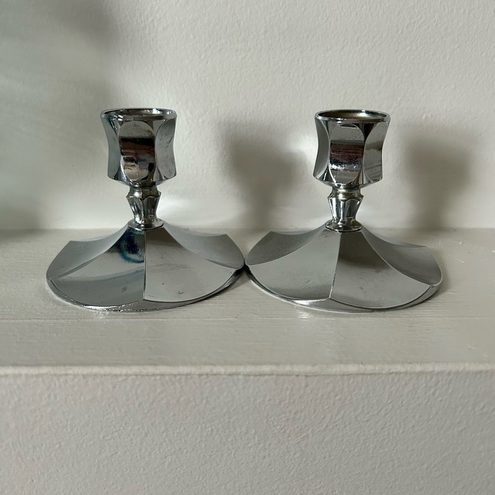 IRVINWARE CHROME CANDLE STICK HOLDER Retro Vintage USA 3” Tall Decor Silver